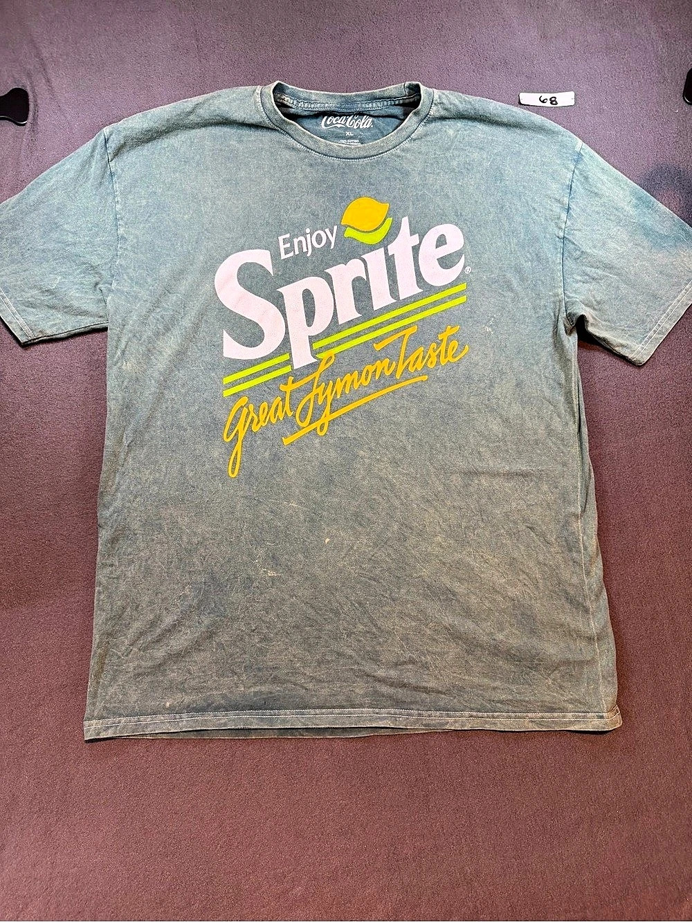 Coca-Cola Sprite Great Lymon Taste Mineral Wash T-Shirt Blue XL